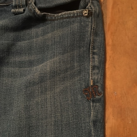 MISS ME Cross JEANS Distressed Embellished Embroidered Rhinestone 30 30 Low Rise - Picture 8 of 9